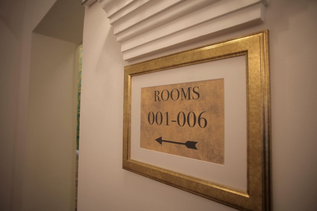 Hotel room directional signboard