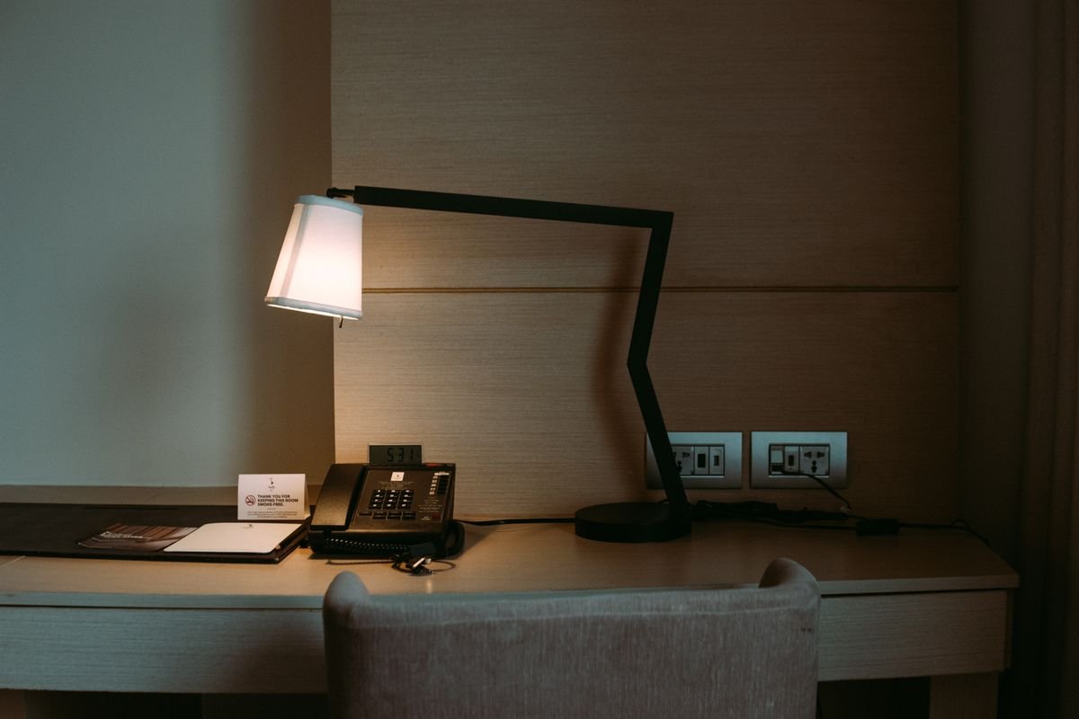 Room telephone on nightstand